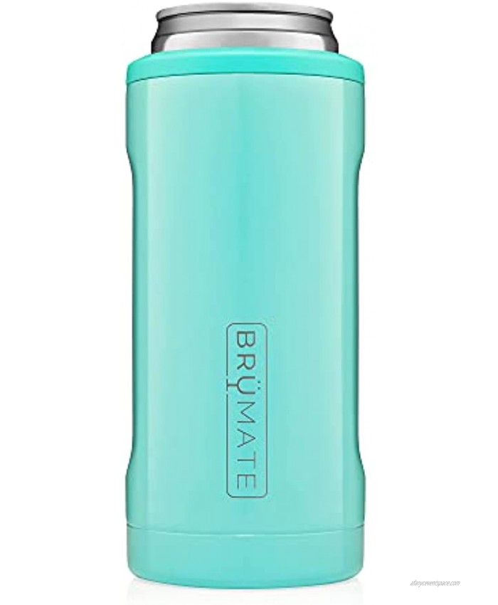 BrüMate Hopsulator Slim Double-walled Stainless Steel Insulated Can Cooler for 12 Oz Slim Cans Aqua