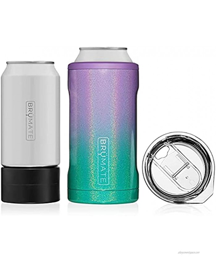 BrüMate HOPSULATOR TRíO 3-in-1 Stainless Steel Insulated Can Cooler Works With 12 Oz 16 Oz Cans And As A Pint Glass Mermaid
