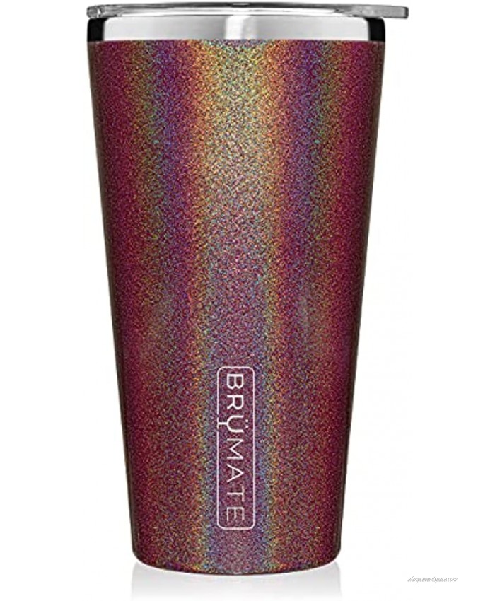 Brümate Imperial Pint 20oz Shatterproof Double Wall Vacuum Insulated Stainless Steel Travel & Camping Mug for Beer Cocktails Coffee & Tea with Splash-Proof Lid for Men & Women Glitter Merlot