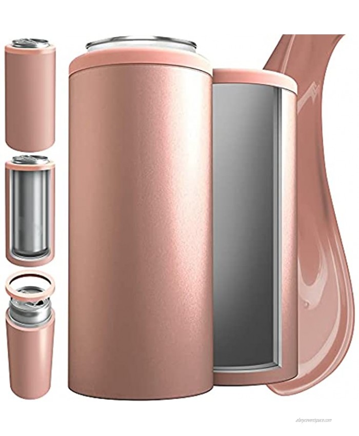 Hearthy Home Slim Can Cooler Skinny Can Cooler Insulated To Keep Your Hard Seltzer or Slim Can Beer Cold 12 oz Can Cooler for White Claw Red Bull Truly And More Rose Gold