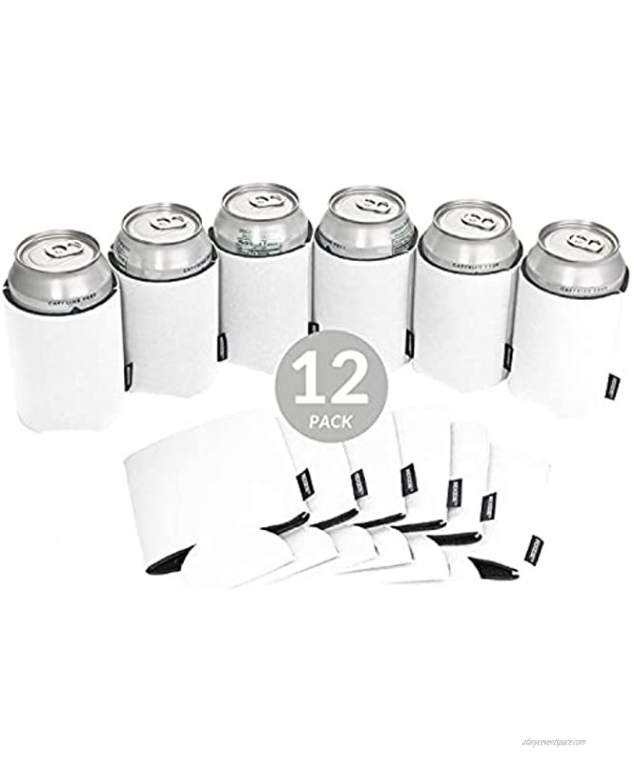 KOOZIE Beer Can Cooler 12 Pack Blank Bulk Insulated Holder for Soda Cans or Water Bottles DIY Personalized gifts for Weddings Bachelorette Parties Birthdays Baby Showers White