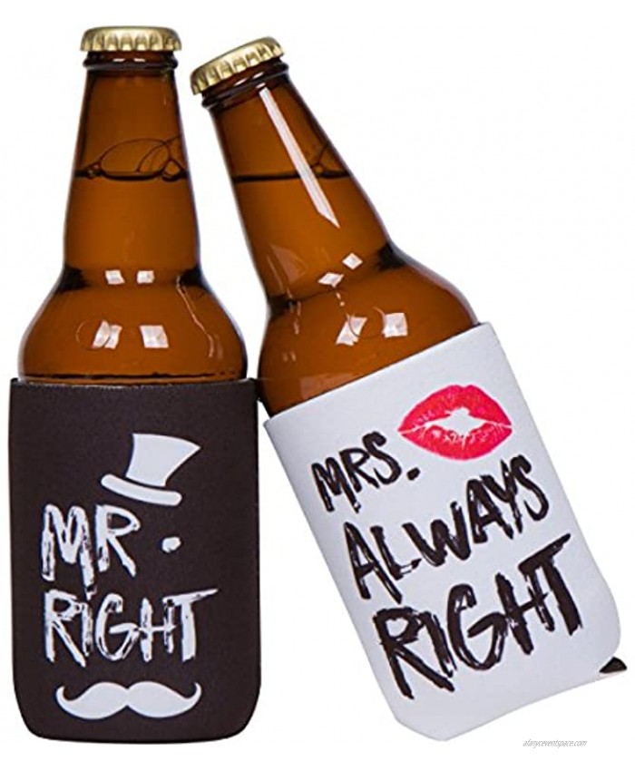Mr Right and Mrs Always Right Wedding Can Cooler Set