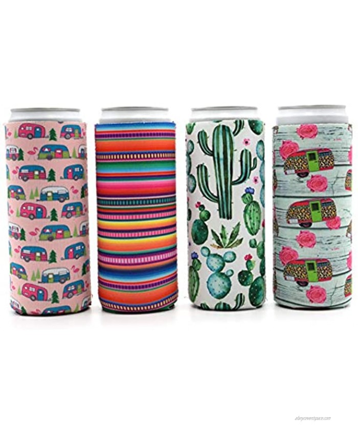 Party Girl Kim Slim Can Coolers Neoprene Insulated Slim Can Cooler for Tall Skinny 12oz Cans like Truly Hard Seltzers and Red Bull 4 Pack Camper