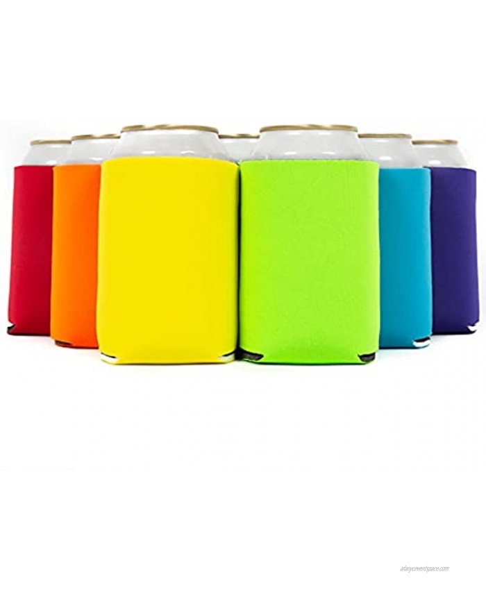 QualityPerfection 12 Beer Blank Can Cooler Sleeve Foam Coolies HTV Insulated Collapsible For DIY Customizable Favors Parties Events 12 Purple,Turqiz,Green Lime,Yellow,Orange,Red