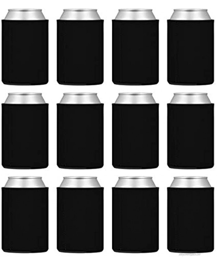 TahoeBay 12 Neoprene Can Sleeves for Standard 12 Ounce Cans Blank Beer Coolers Black 12