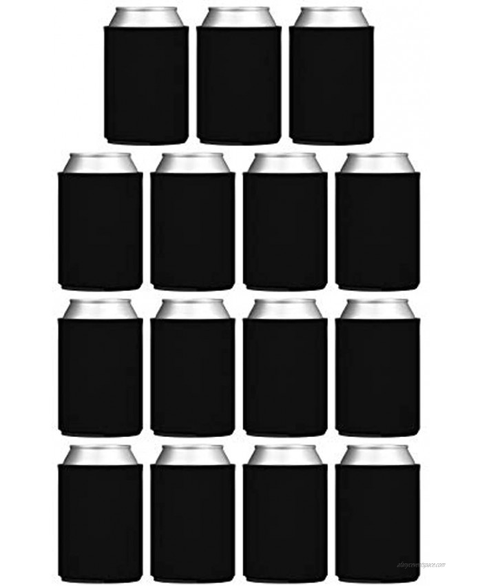TahoeBay Blank Can Cooler Sleeves 15-Pack Black Plain Soft Insulated Blanks for Soda Beer Water Bottles HTV Vinyl Projects Wedding Favors and Gifts