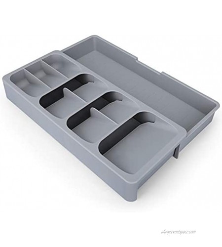 Silverware Tray Cegar Expandable Kitchen Utensils Organizer Kitchen Utensil Organizer for Cutlery Silverware BPA Free 16.0 x 6.6 x 2.4 Inches（406 x 166 x 59mm Grey