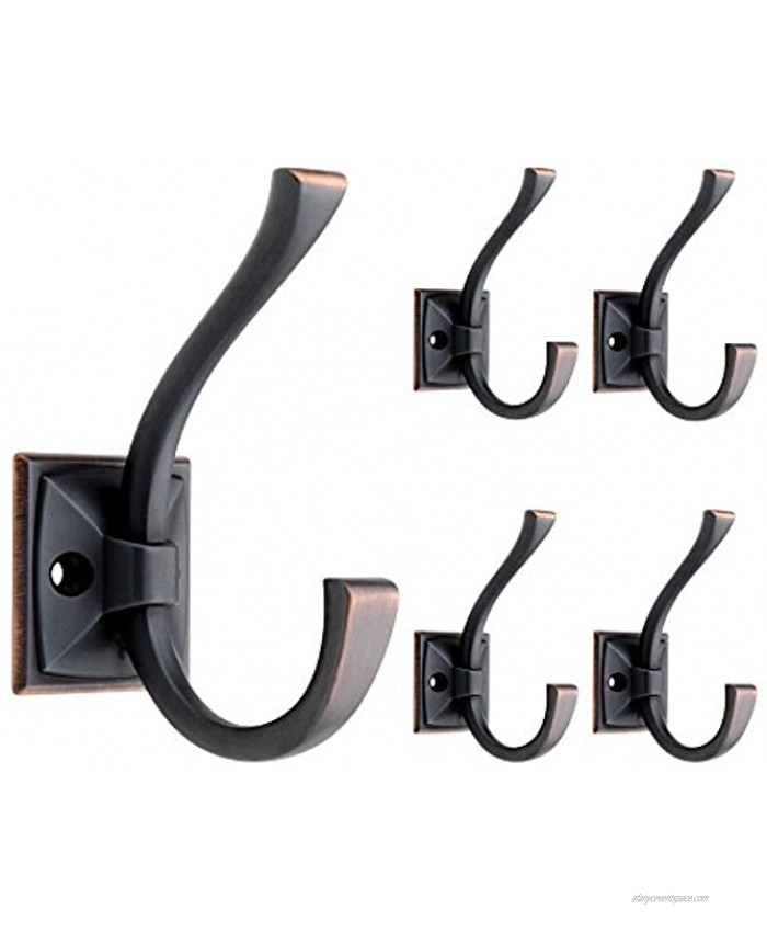 Franklin Brass Ruavista Coat and Hat Hook Wall Hooks 5-Pack Bronze with Copper Highlights 137246M