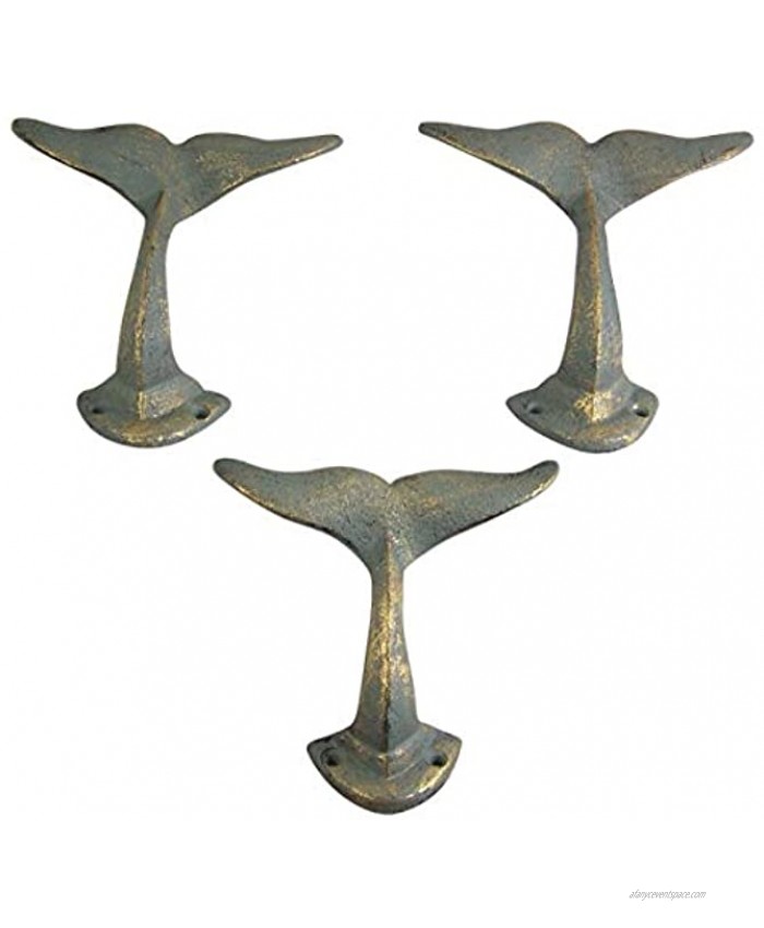 Whale Tail Cast Iron Wall Hook 4 3 4 Inch Set of 3