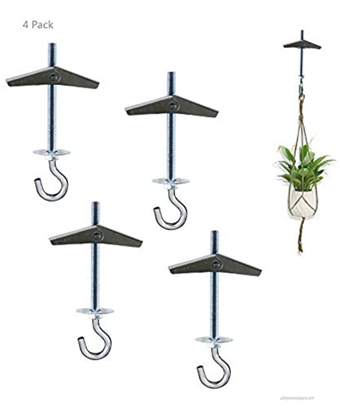 4 Pack Carbon Steel Plasterboard Ceiling Hooks Spring Toggle Wing Bolts Hanger Wall Ceiling Installation Cavity Wall Fixing Anchors Ceiling Hook Heavy Duty Swag Hanging Plants