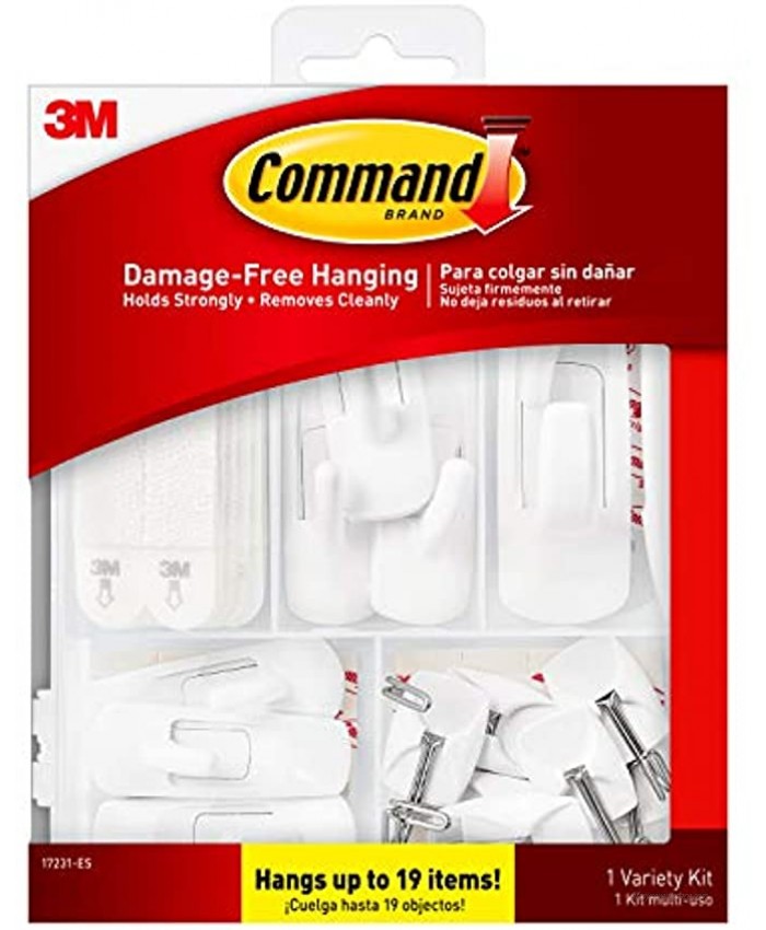 Command General Purpose Variety Kit Hangs Up to 19 Items Organize Damage-Free