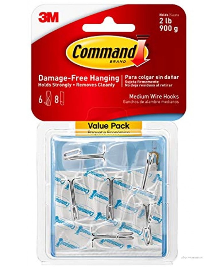 Command Medium Wire Toggle Hook Value Pack Clear 6-Hooks Organize Damage-Free