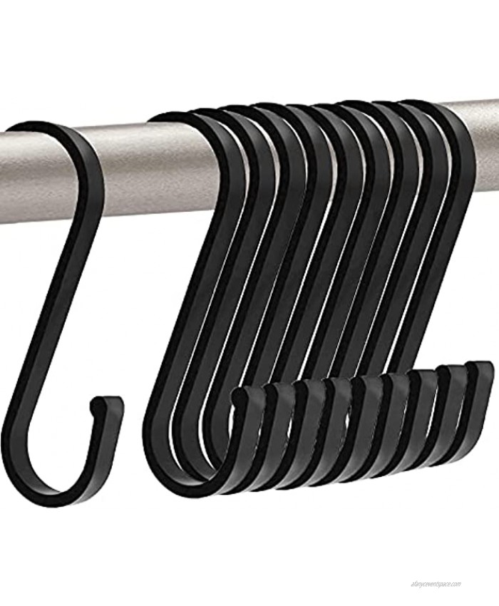 GAViA S Hooks S Shaped Hooks Matte Black S Hooks Heavy Duty for Hanging Pots and Pans Plants Coffee Cups Coats Bags Towels in Kitchen Bedroom Office Garden Bathroom 10 Pack