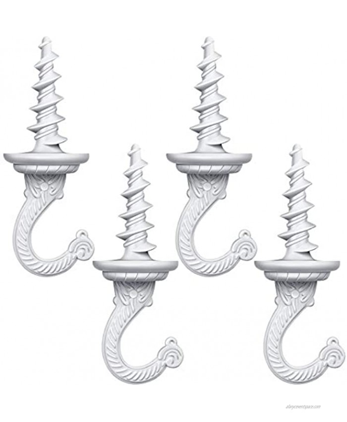 Hanging Ceiling Hooks Wall Swag Hook Driller Hook for Plants Chandelier Indoor and Outdoor White,4 Pieces