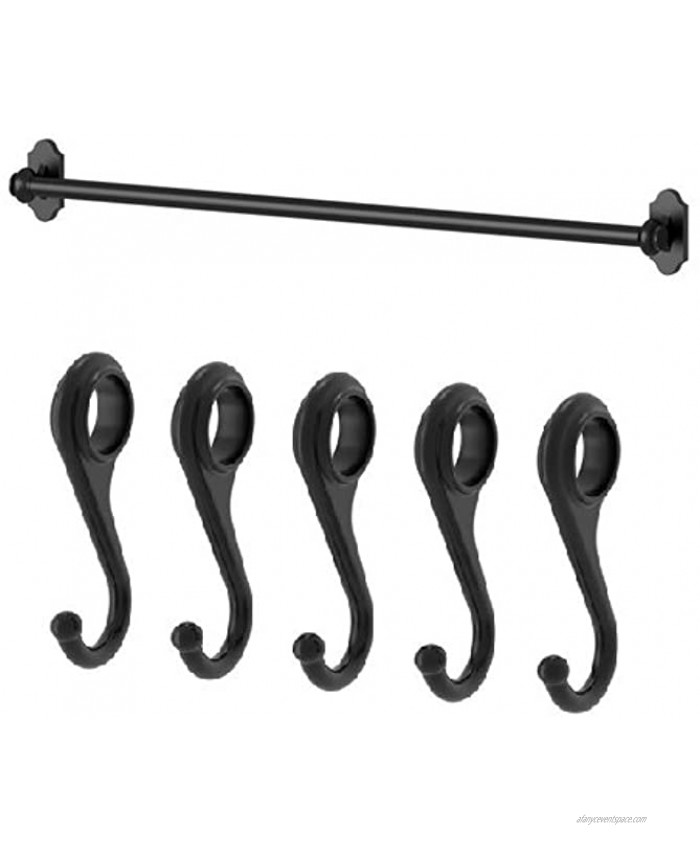 Ikea Steel Kitchen Organizer Set 22.5-inch Rail 5 Hooks Black