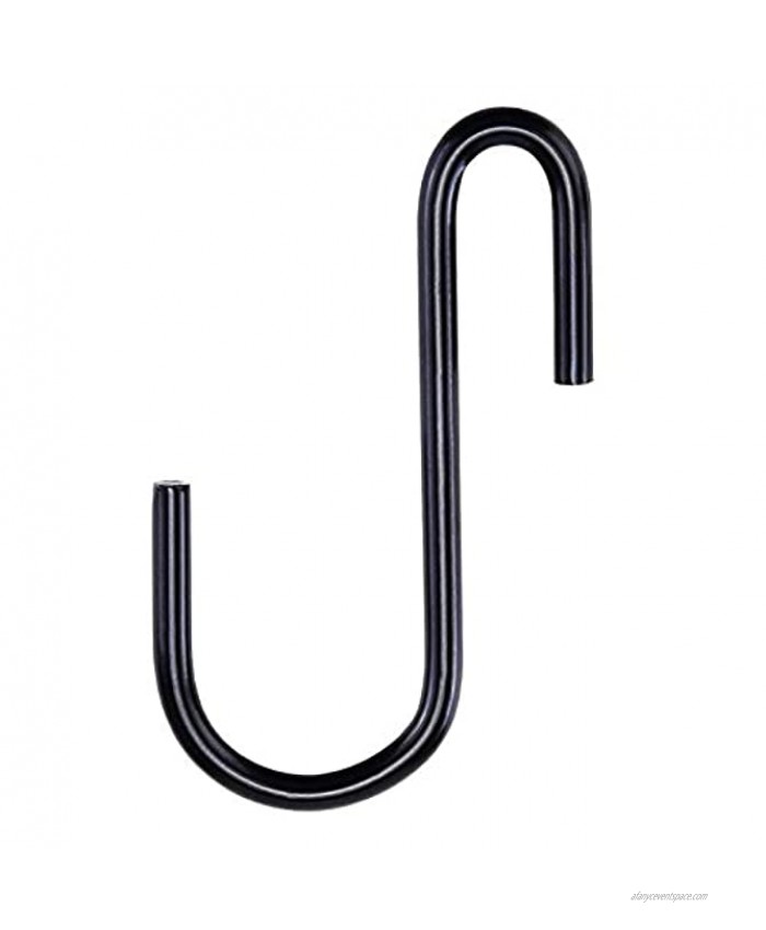 Rivexy 10 Small S Hook Pack Black Coated S Hooks for Hanging on Heavy Duty Shelving Garage Grid Wall Storage Racks Bakers Racks & Black Hanging Hooks for Hanging Pot & Pans on Shelf with Hooks