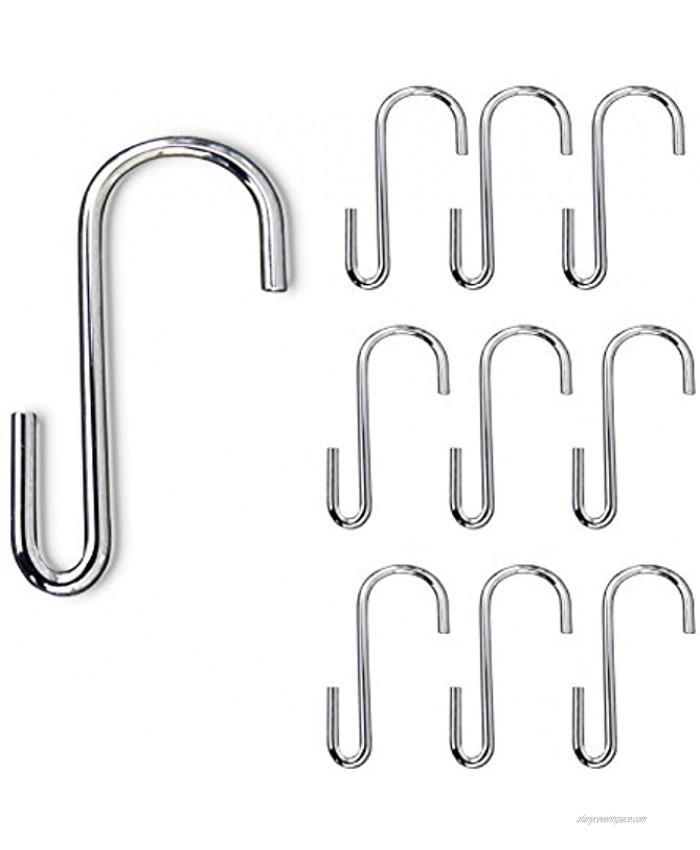 WALLNITURE Multipurpose S Shape Utility Hooks Stainless Steel Chrome 3.5 Inches Set of 10