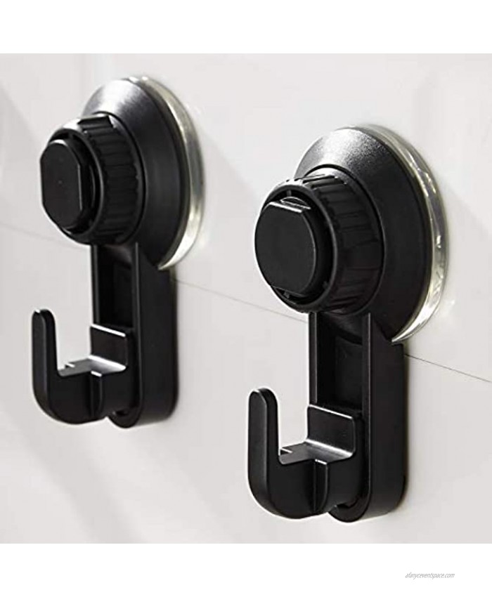 Bestomo Suction Cup Hooks Heavy Duty Suction Cup Hooks Waterproof and Oilproof Bathroom Kitchen Wall Hooks Hanger for Towel Loofah Reusable Shower Suction Hooks 2 Packs（Black） Black Small