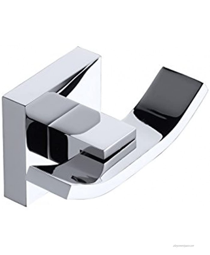 Double Towel Robe Hook Polished Chrome Wall Mounted Coat Clothes Hook Square Hook for Bathroom  Beelee BA9103C