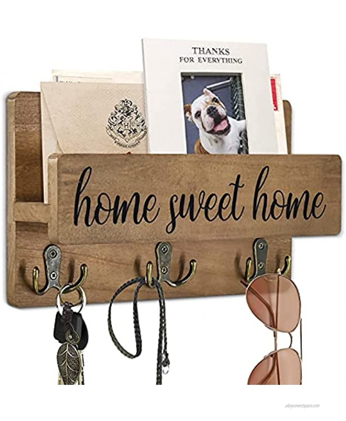 Key Holder for Wall with Shelf Decorative Mail Holder for Wall with Key Hooks Key Hangers for Wall Mail Organizer Wall Mount with Key Holder Mail and Key Holder Wall Mount with Key Rack