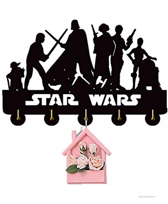 Star Wars Key Rack Holder Key Hanger Wall Hanger Wall Hook with 5 Metal Hooks Personalized Gift Home Housewarming Gift Wall Hook Indoor Wall Art Decor for Star Wars Lovers S4