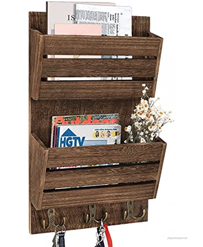 Unistyle Rustic Mail Organizer and Key Holder for Wall with 4 Key Hooks Mail Organizer for Wall Mount  Mail Holder for Wall,Wall Mail Organizer with Key Hanger for Bill Letter Magazines Leashes