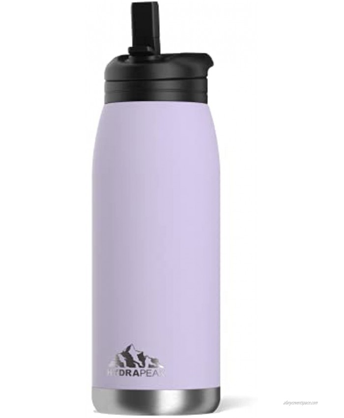 Hydrapeak Flow 32oz Insulated Water Bottle with Straw Lid | Double Wall Vacuum Insulated Stainless Steel Water Bottles BPA-Free and Leak-Proof Wide Mouth Flask with Bite Straw and Handle Orchid