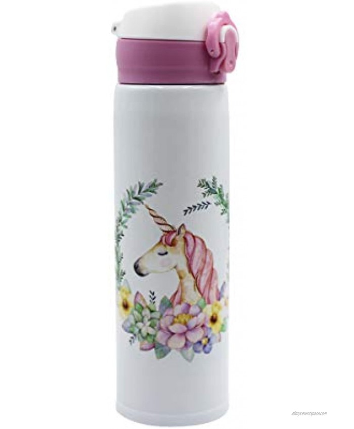 leomoste Unicorn Pattern Water Bottle Stainless Steel Mug Vacuum Insulated Mug for Women Kids Girls,17 Ounce