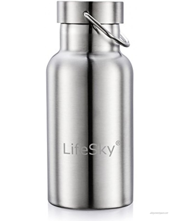 LifeSky Stainless Steel Water Bottle Double Wall Vacuum Insulated Leak Proof Sports Bottle Keep Liquid Cold for up to 24 Hours Wide Mouth
