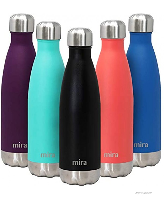 MIRA 17 Oz Stainless Steel Vacuum Insulated Water Bottle Double Walled Cola Shape Thermos 24 Hours Cold 12 Hours Hot Reusable Metal Water Bottle Leak-Proof Sports Flask Matte Black