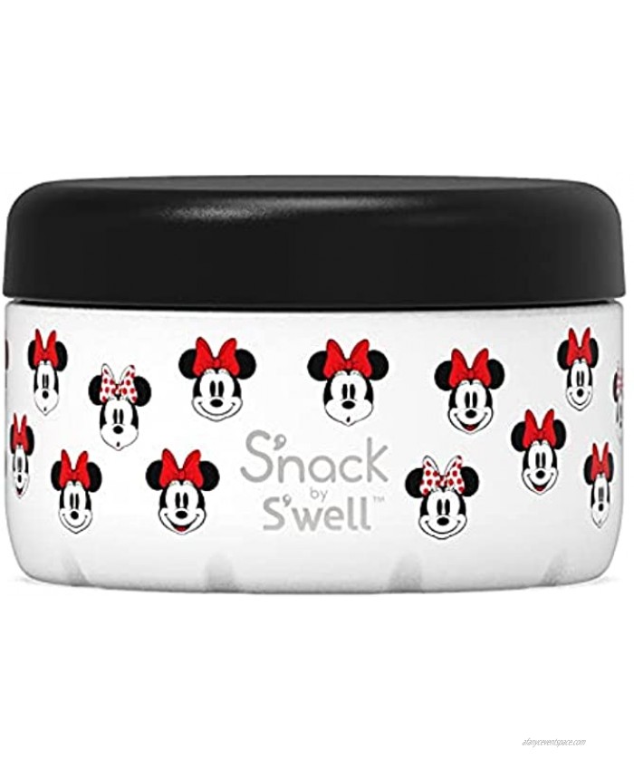 S'nack by S'well Stainless Steel Food Container 10 Oz Iconic Minnie Mouse Double-Layered Insulated Bowls Keep Food Cold for 10 Hours and Hot for 4 BPA-Free