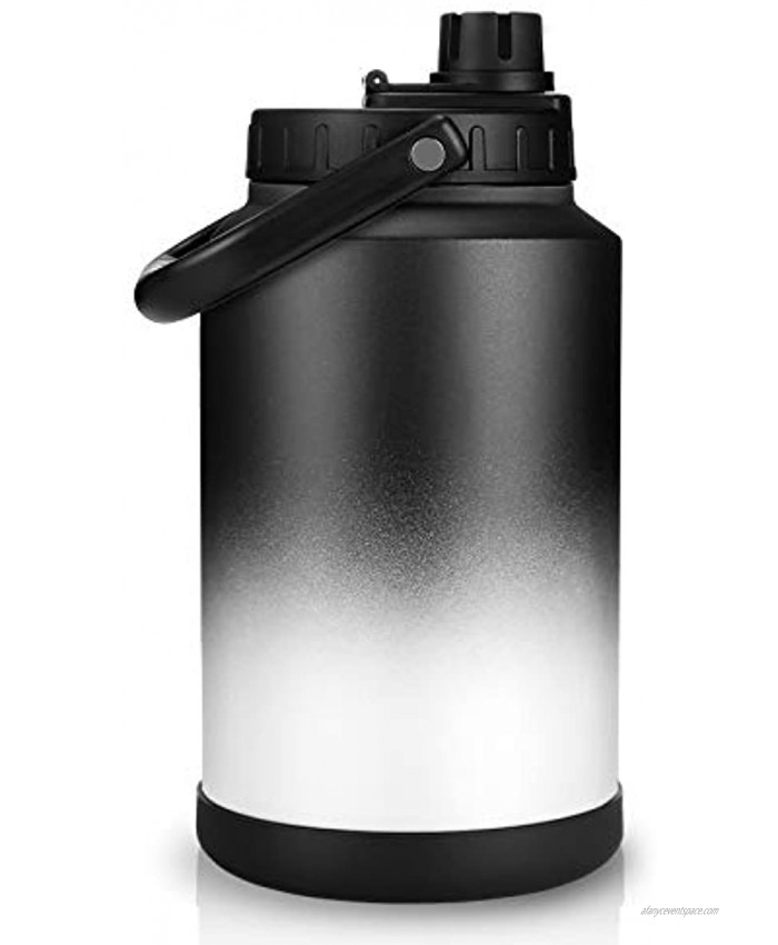 Sursip 128 Oz Vacuum Insulated Water Jug,One Gallon Double Walled Water Stainless Steel Bottle,Hot Cold,18 8 Food-grade Stainless Steel Water Flask,Travel Camping Sports Outdoor Driving-Black gradient