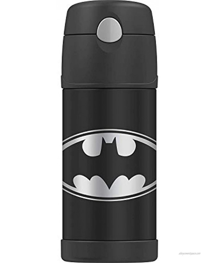 THERMOS BRAND FUNTAINER Vacuum Insulated Straw Bottle 12-Ounce Batman Black