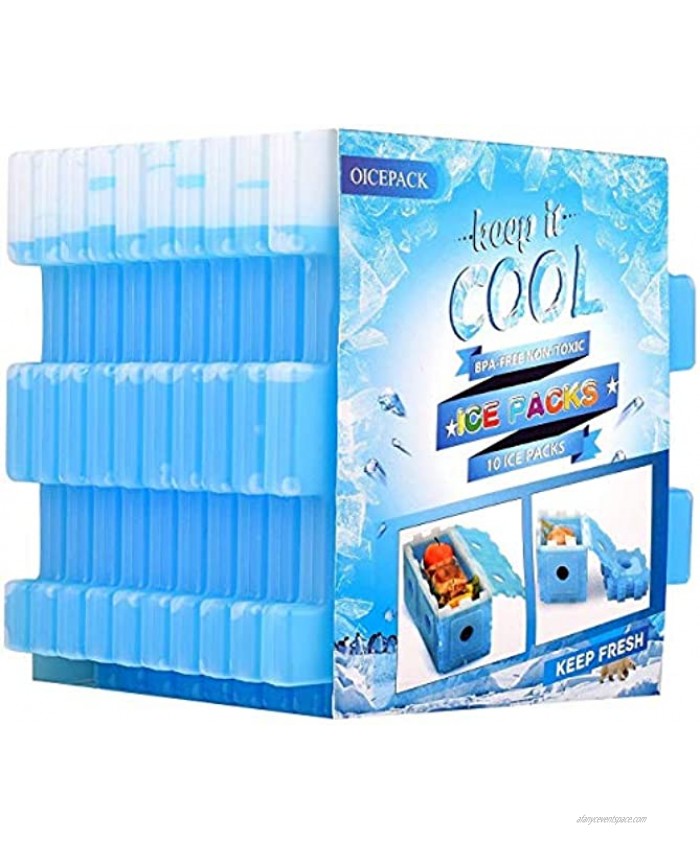10 x Ice Packs for Lunch Box Slim Ice Packs Quick Cooling & Long-Lasting for Lunch Boxes Office Jobsite Picnics Camping Beach，Freezer Packs Reusable Cool Pack for Cooler BPA FREE Set of 10