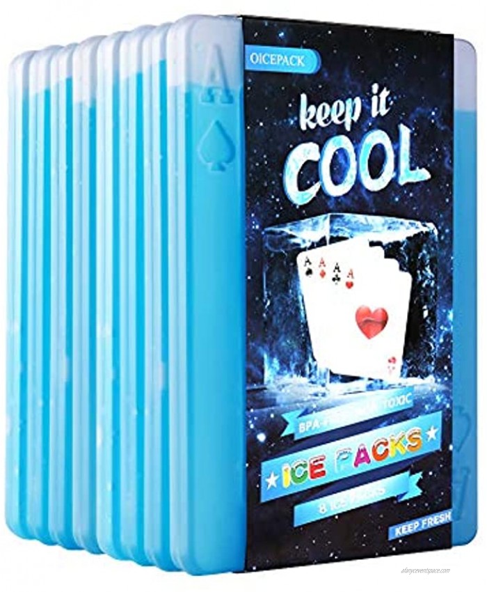 8 x Ice packs for Lunch Box Freezer Ice packs Slim Long Lasting Cool packs for Lunch Bags and Cooler Poker Design