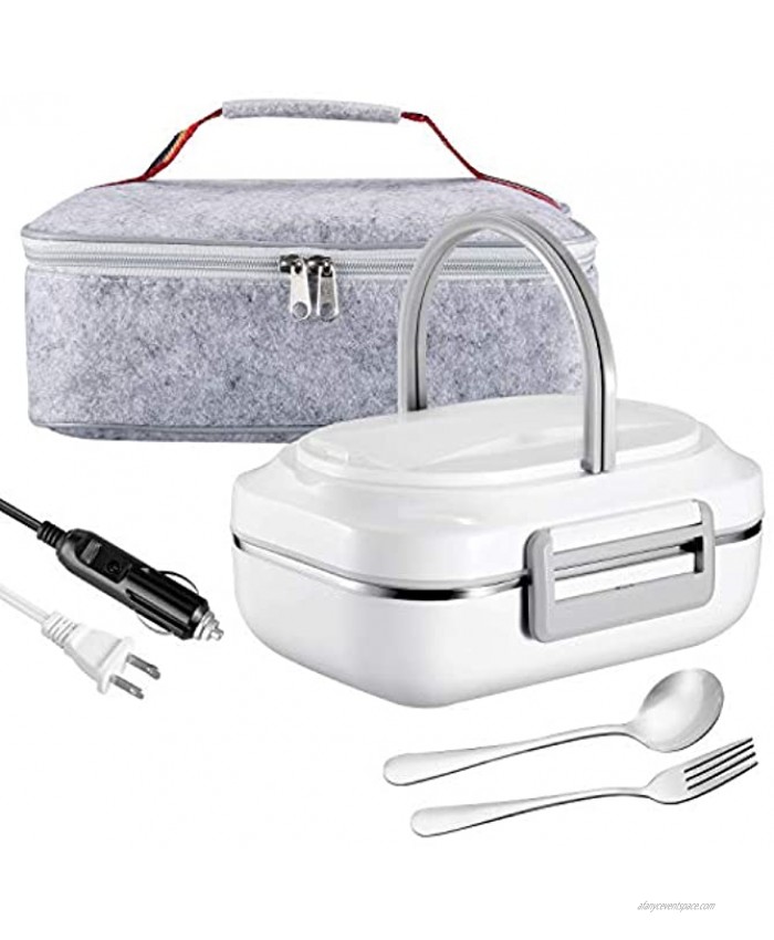 Electric Lunch Box Heating Lunchbox Farochy Car Food Warmer and Heater Lunch Box Electric Lunch Box 2 in 1 for Car and Home 110V & 12V（Grey