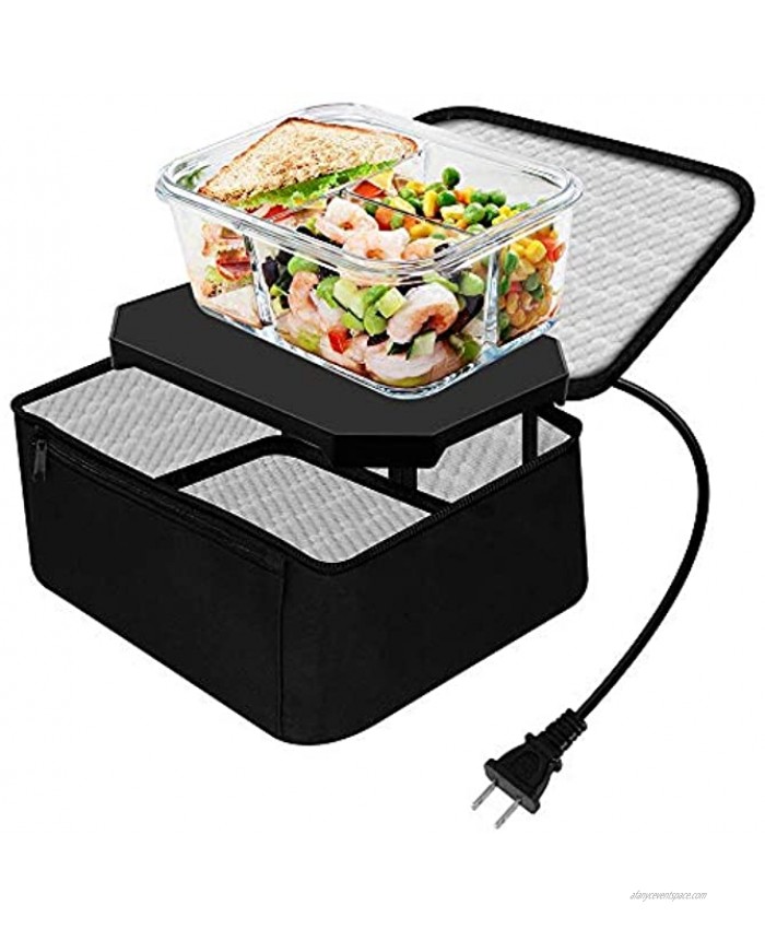 Portable Oven 110V Portable Food Warmer Heated Lunch Boxes for Adults Personal Portable Microwave for Reheating Leftovers & Cooking Raw Food in Office Home Kitchen Jobsite by TrianglePatt Black