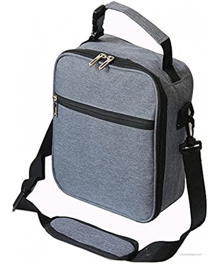 Reusable Insulated Cooler Lunch with Adjustable Shoulder Strap Lunch Box for Women,Men Office School Picnic Gray