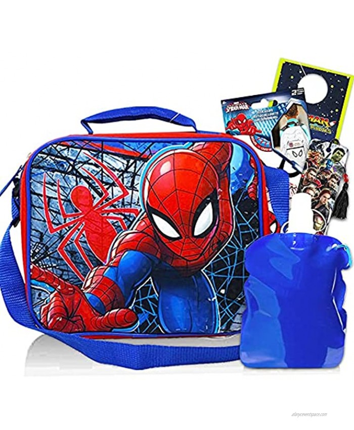 Spiderman Lunch Bag For Boys Kids Bundle ~ Spiderman Lunch Box And Cars Water Bottle Set For Spiderman School Supplies With Spiderman Stickers And More Superhero School Lunch