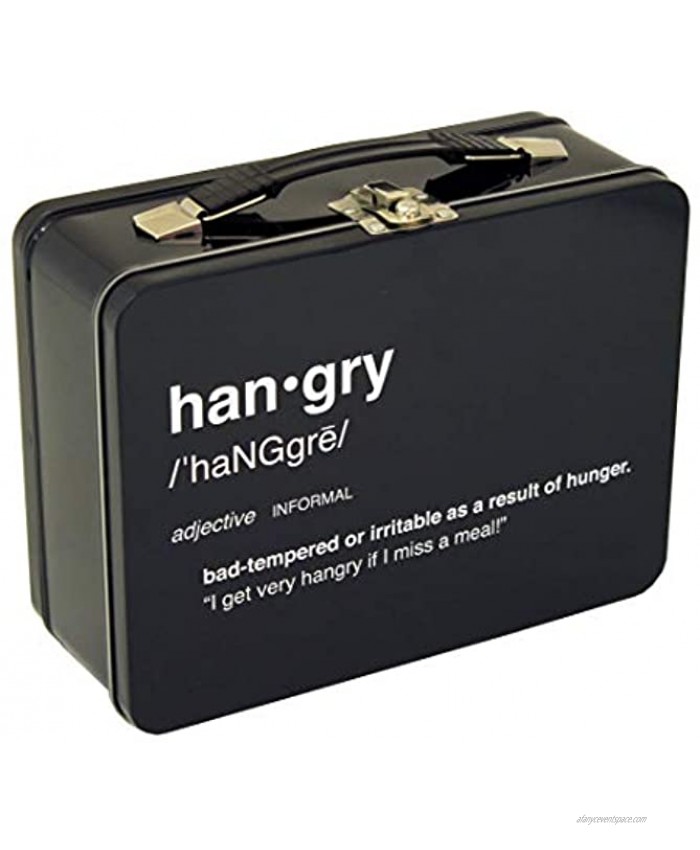 The Tin Box Company 354707-DS The Tin Box Novelty Large Tin Lunchbox and White Featuring Han-Gry Art Black