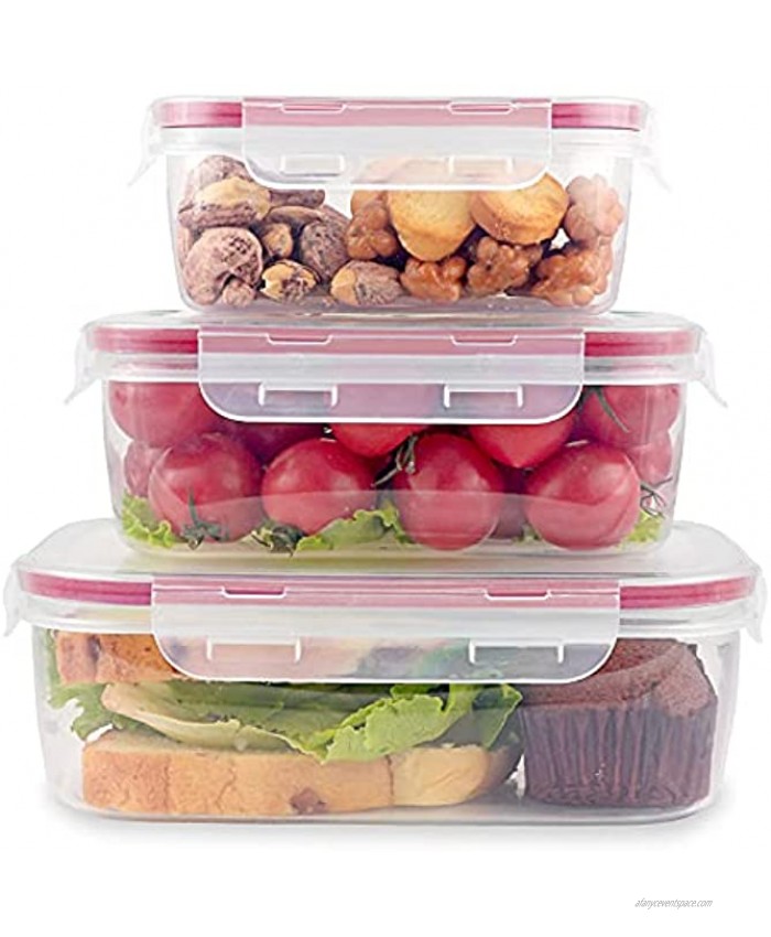 3 Piece Food Storage Containers with Lids Iteryn Airtight Meal Prep Container Reusable Plastic Bpa-free Leakproof Lunch Containers Suitable for Fruit Snack Salad Sandwiches