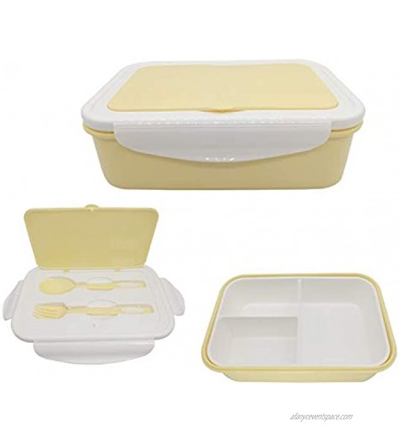 Bento Box Lunch Box for Kids Adults 3 Compartment Bento Lunch container Food Storage Container Boxes BPA Free On-the-Go Meal Prep Containers Microwave Dishwasher Freezer Safe YELLOW