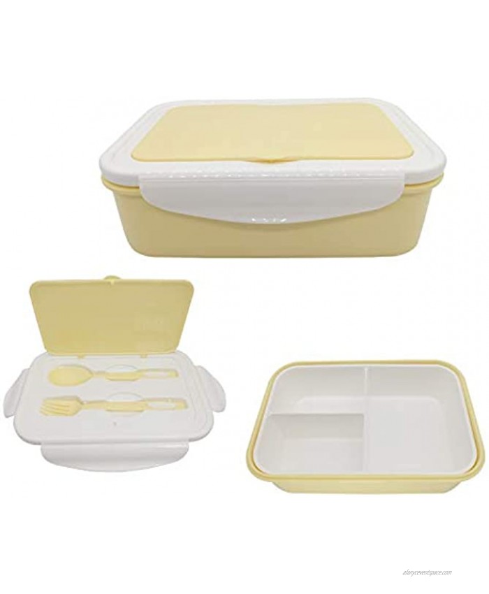 Bento Box Lunch Box for Kids Adults 3 Compartment Bento Lunch container Food Storage Container Boxes BPA Free On-the-Go Meal Prep Containers Microwave Dishwasher Freezer Safe YELLOW
