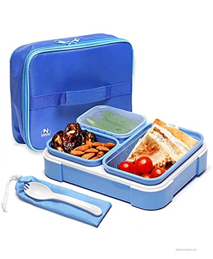 Reusable Bento Box Adults & kids Lunch Box Set Insulated Bent Lunch Box with 3 Removable Compartments with Leakproof Lids Eco-Friendly Meal Prep Bento Boxes for Adults Lunches with Cooling Bag