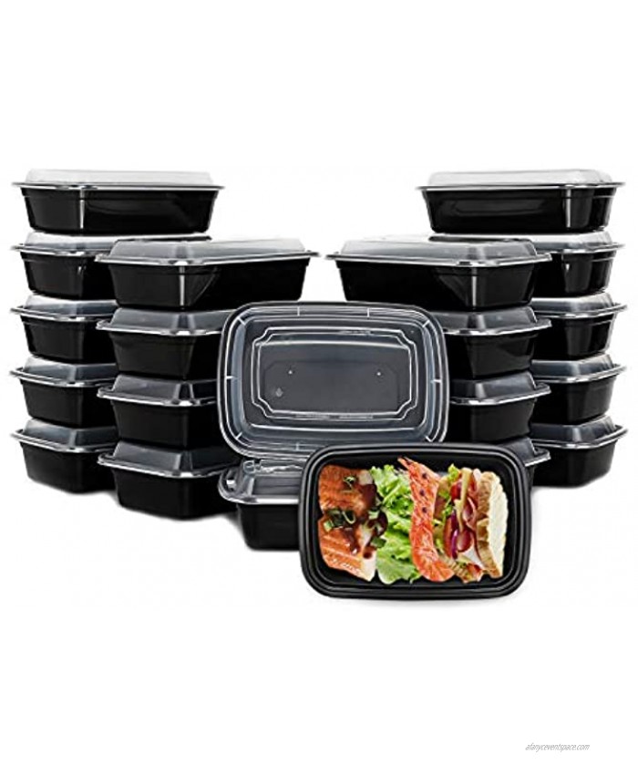 XIANGJIANG [20 Pack] 32oz Compartment Meal Prep Containers with Lids Bento Box Durable BPA Free Plastic Reusable Food Storage Containers Stackable Reusable Microwaveable