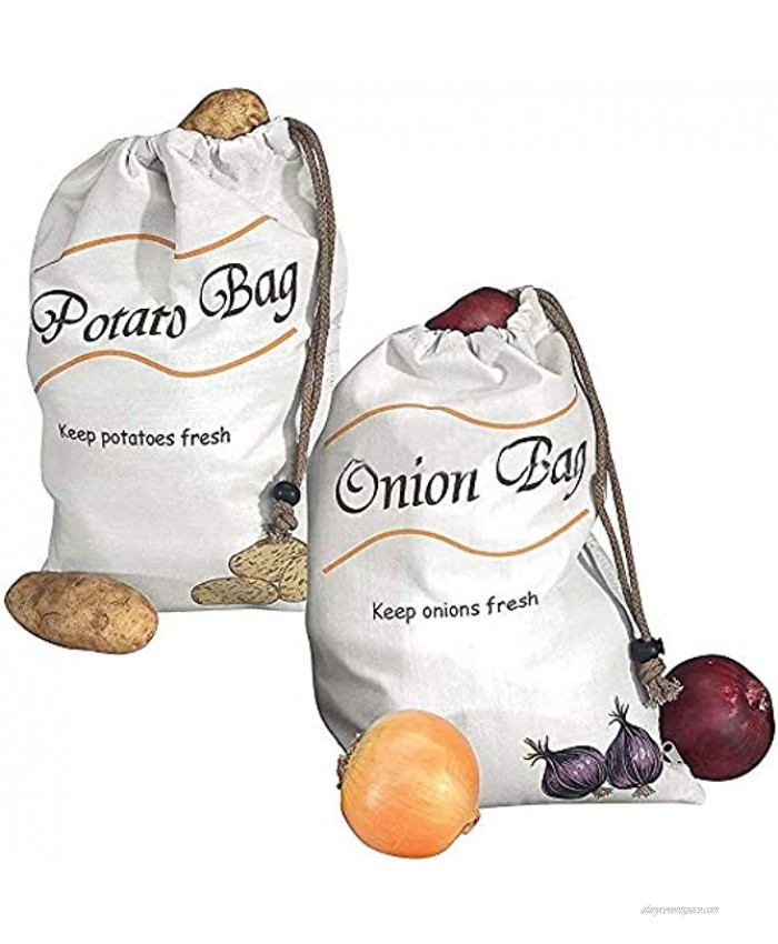 Reusable Produce Storage Bags,2 Pack Vegetable Bags Potato Onion Storage Keeper Holder Bags Muslin Veggie Bags